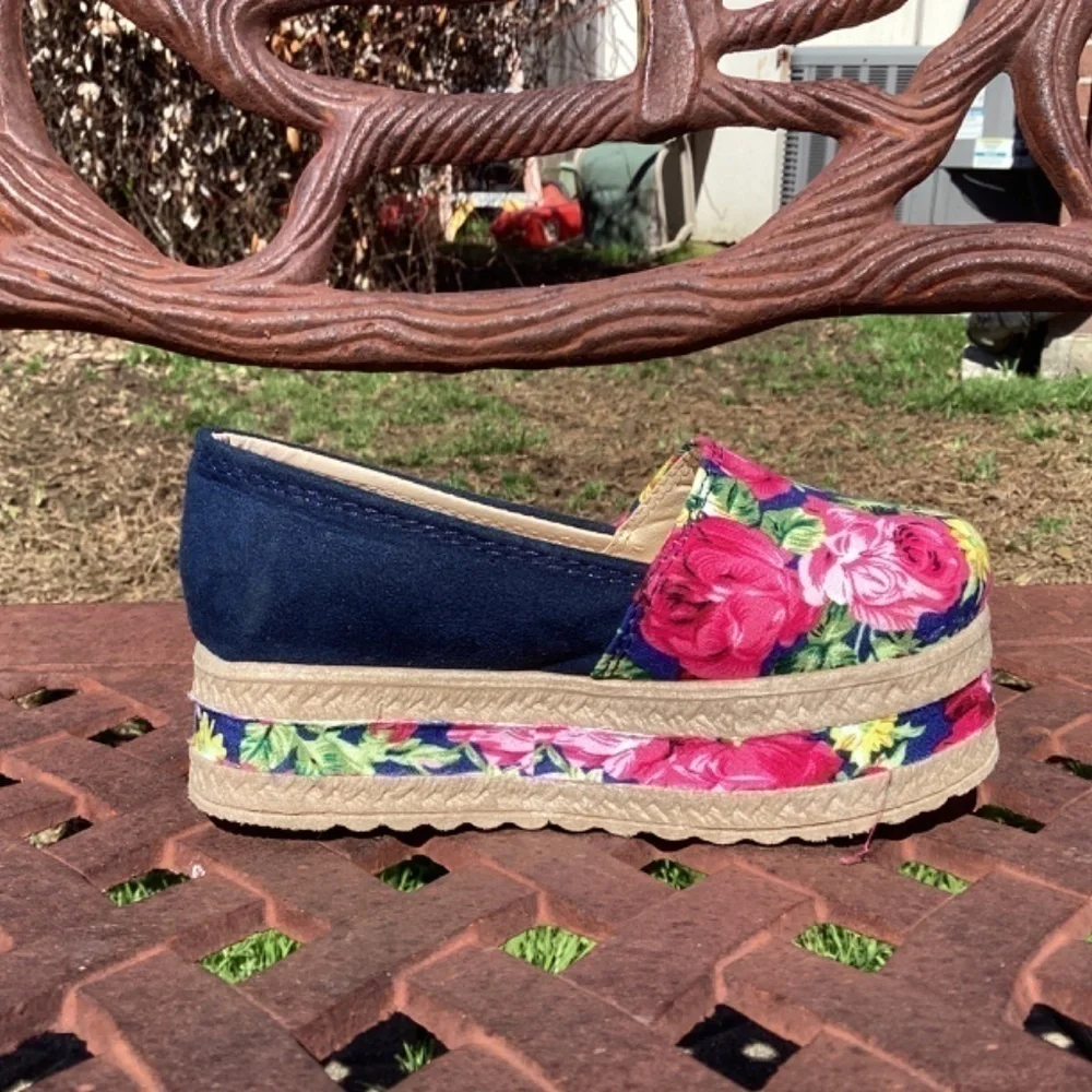Fatima Toddler Slip On Floral Platform Shoes